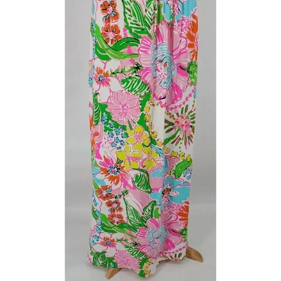NWT Lilly Pulitzer Target Maxi Dress Size Small Nosey Posey Strapless White Pink - Picture 3 of 11